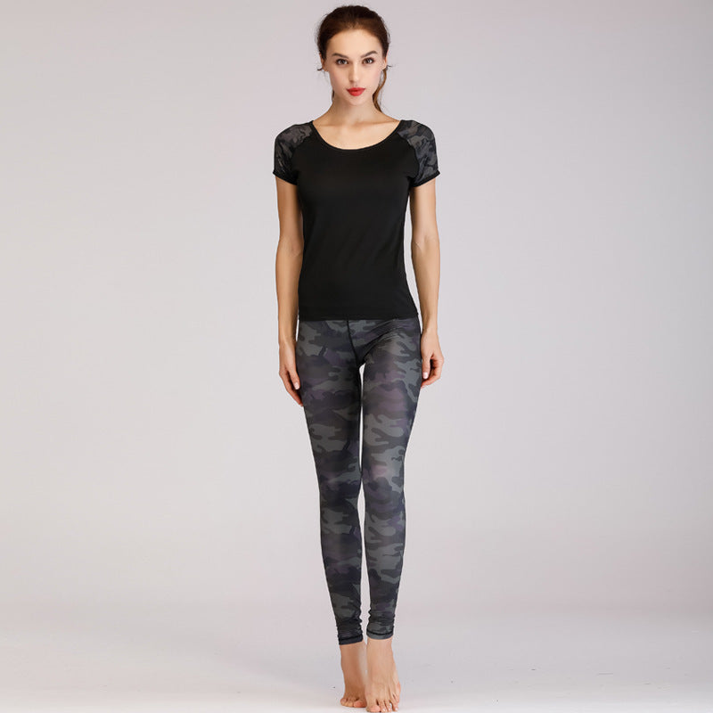 Printed navel short-sleeved quick-drying dance dress FitiqueFit