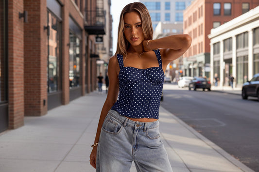 Polka-dot Printed Underwire Camisole For Parties And Dates