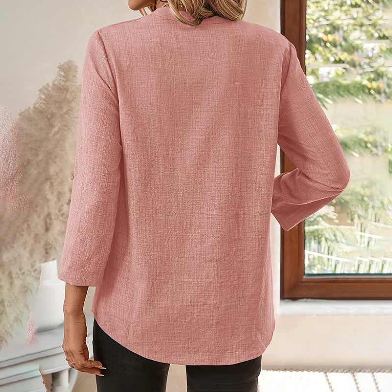 Womens Casual Summer Shirts Notch V Neck Blouses CJ US