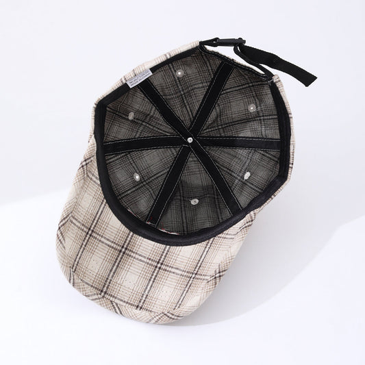 Striped Checkered Embroidered Letter Simple And Fashionable Baseball Cap Suitable For Daily Outdoor Outings And Travels
