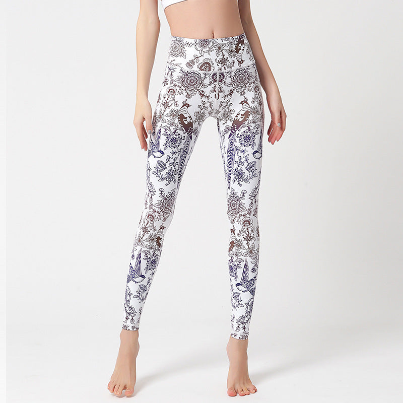 💜 Marble Print High-Waist Yoga Leggings – Sculpted Fit in Bold Purple FitiqueFit
