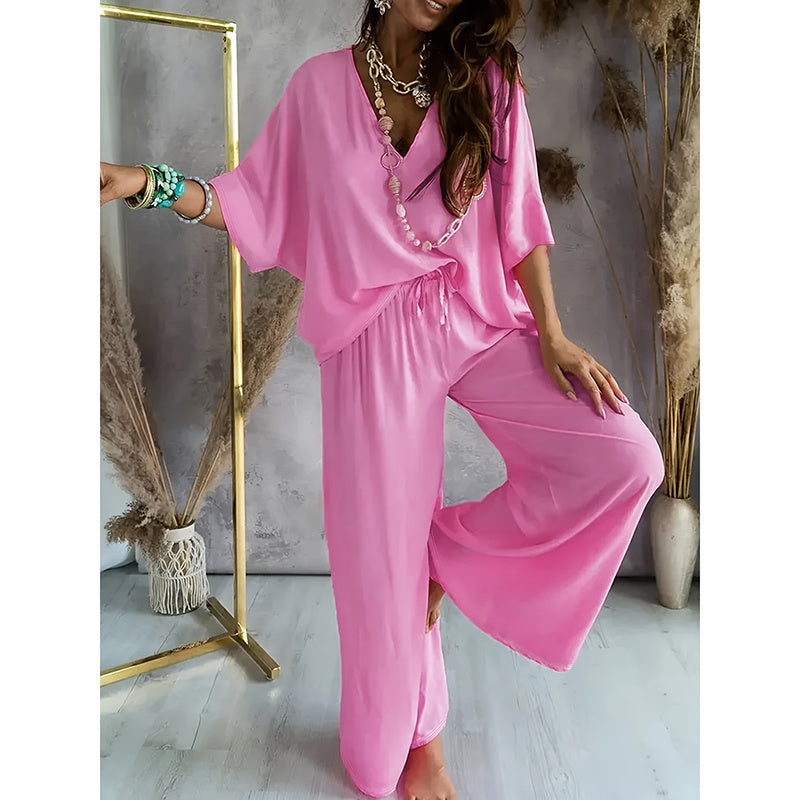 Women’s Lounge Set with Wide Leg Pant CJ
