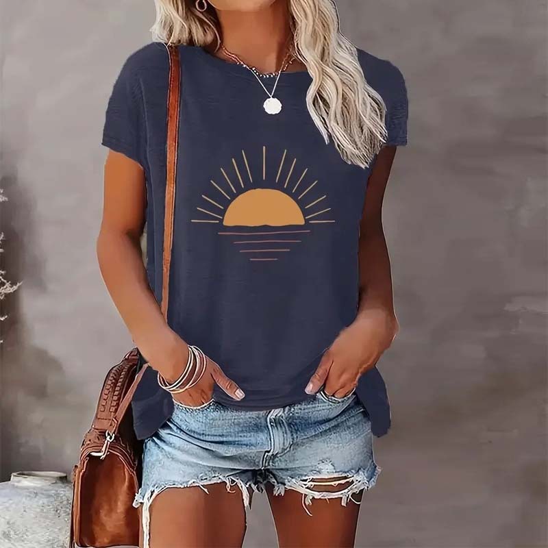 Sunrise Print Round Neck T-Shirt CJ US