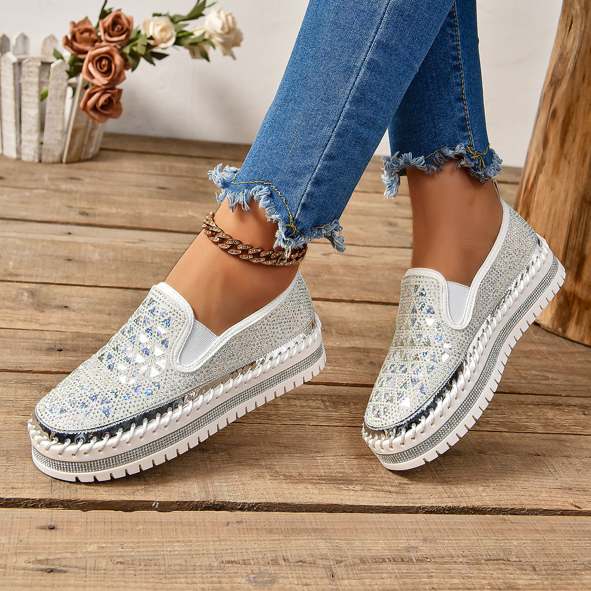 Casual Sneakers Pedal Four Seasons Thick Bottom All-matching Flat Shoes CJ
