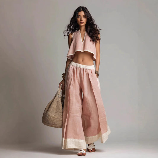 Casual Chic Solid Color Sleeveless V-Neck Set