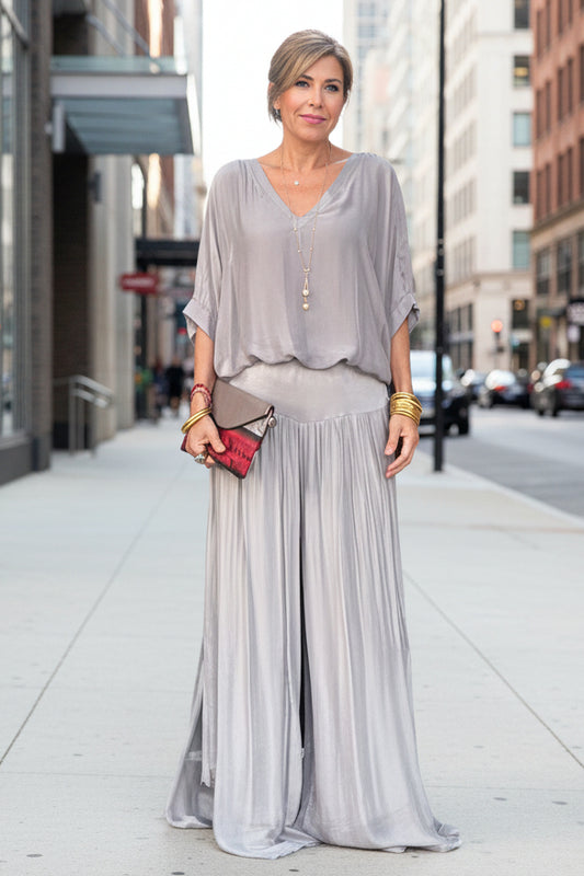 Fashionable Best-Selling Solid-Colored Chiffon Set For Women