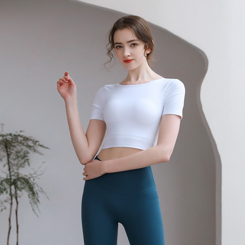 Tight Fit Yoga Top With Chest Pad Beauty Back Breathable - FitiqueFit