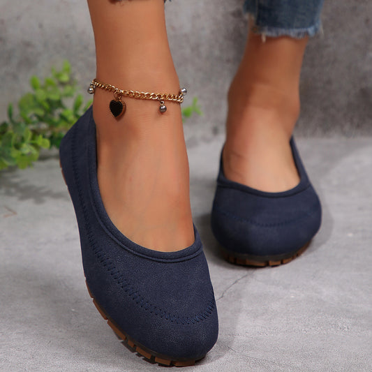 Women’s Low-Cut Round Toe Loafers – Slip-On Flat Casual Shoes - FitiqueFit