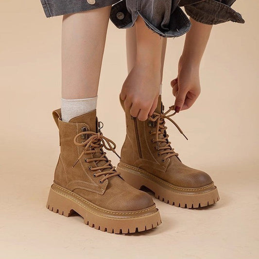 Women's Retro Height-Enhancing Mid-Calf Martin Boots