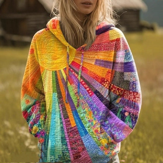 3D Digital Printed Sun Pattern Colorful Women's Sweatshirt