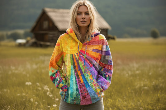 3D Digital Printed Sun Pattern Colorful Women's Sweatshirt