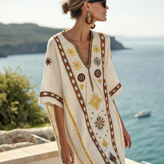 Beach Vacation Beach Dress Printed Loose Midi Dress