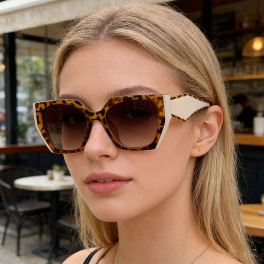 Fashion Cat Eye Wide Temple Sunglasses for Women, High-End Full Frame Sun Glasses, Designer Style Eyewear