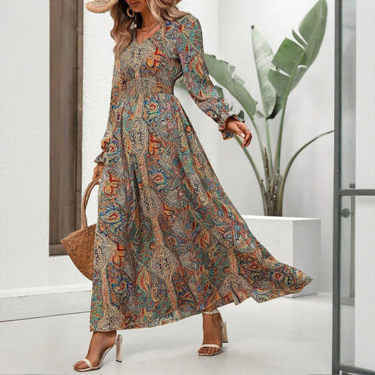 Retro Geometric Print Maxi Dress CJ US