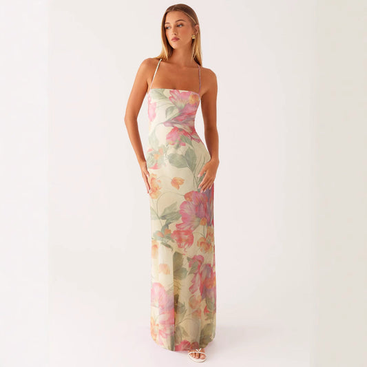 Womens Printed Sleeveless Strap Bodycon Dress