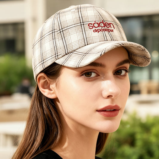 Striped Checkered Embroidered Letter Simple And Fashionable Baseball Cap Suitable For Daily Outdoor Outings And Travels