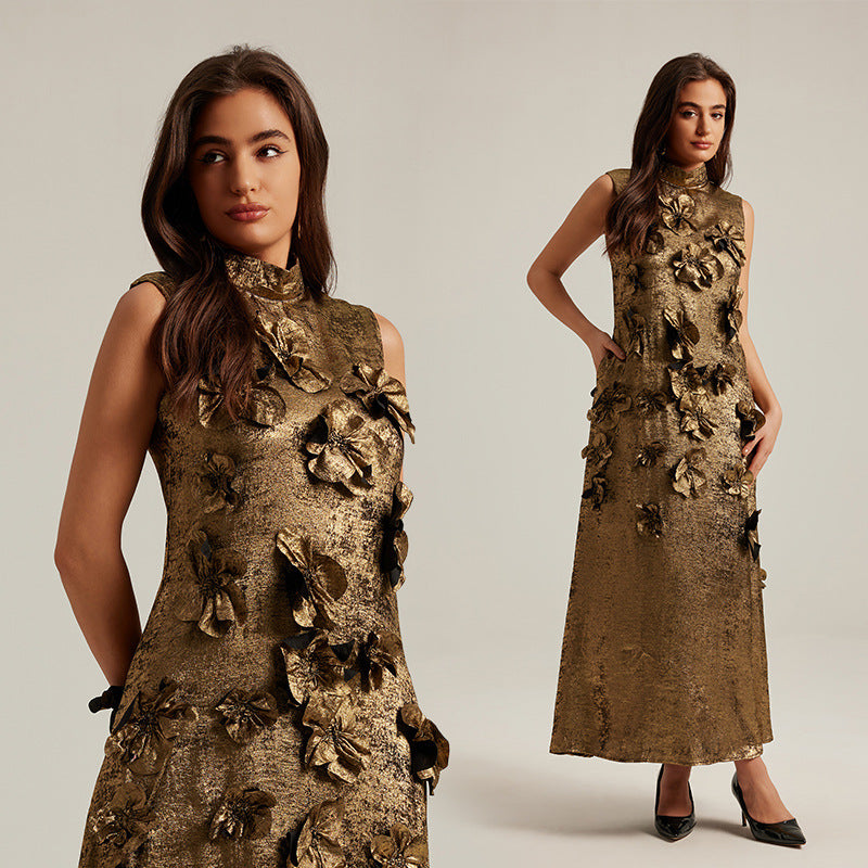 🌸 Three-Dimensional Floral Sleeveless A-Line Dress eprolo