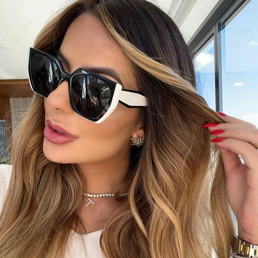 New Fashion Cat-eye Wide Temple Sunglasses for Women, High-end Ins Style, Full-frame UV Protection Sun Glasses