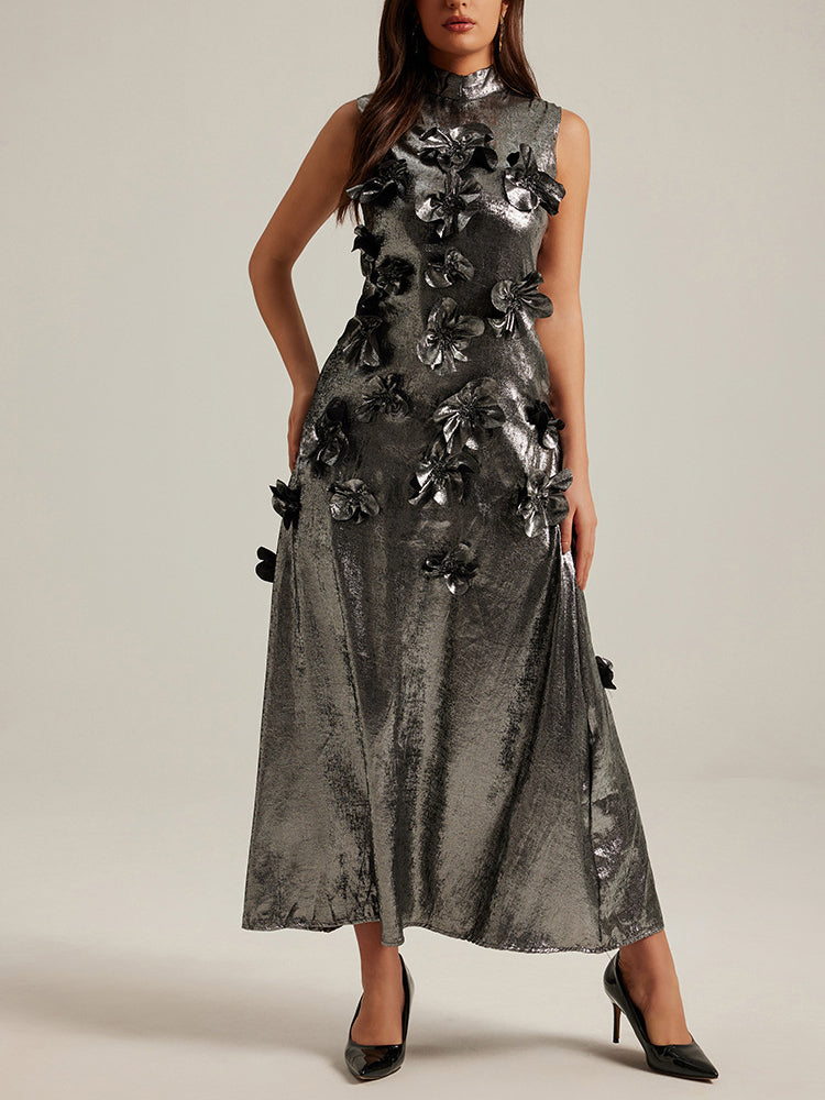 🌸 Three-Dimensional Floral Sleeveless A-Line Dress eprolo