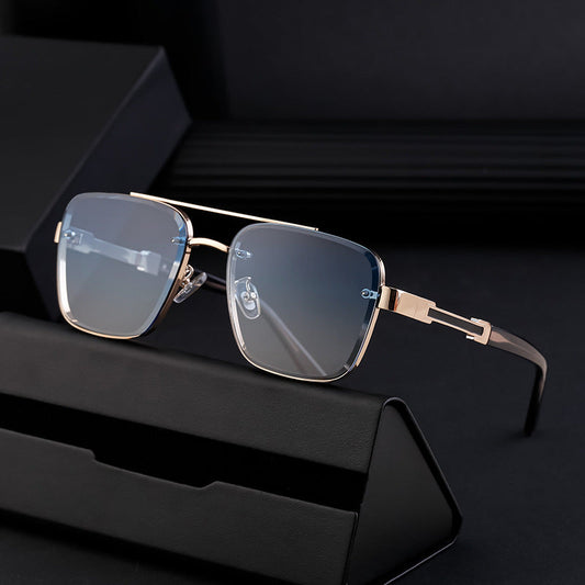 New Retro Sunglasses for Men, Square Frame, Stylish Sun Protection Glasses, High-End Men's Sunglasses