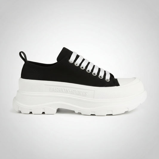 Lace Up Round Toe Platform Sneakers