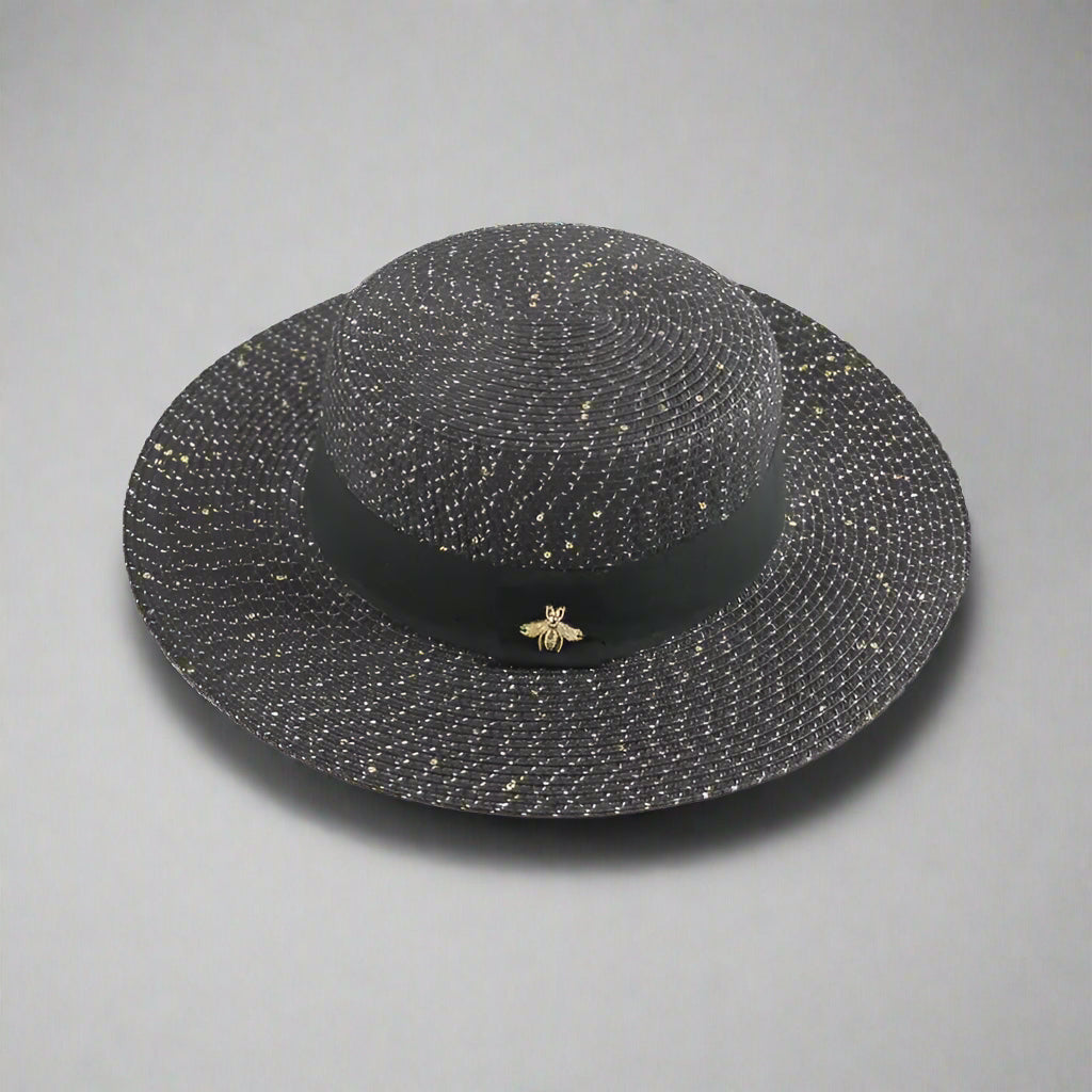 Women’s Straw Fedora with Metallic Bee Accent FitiqueFit