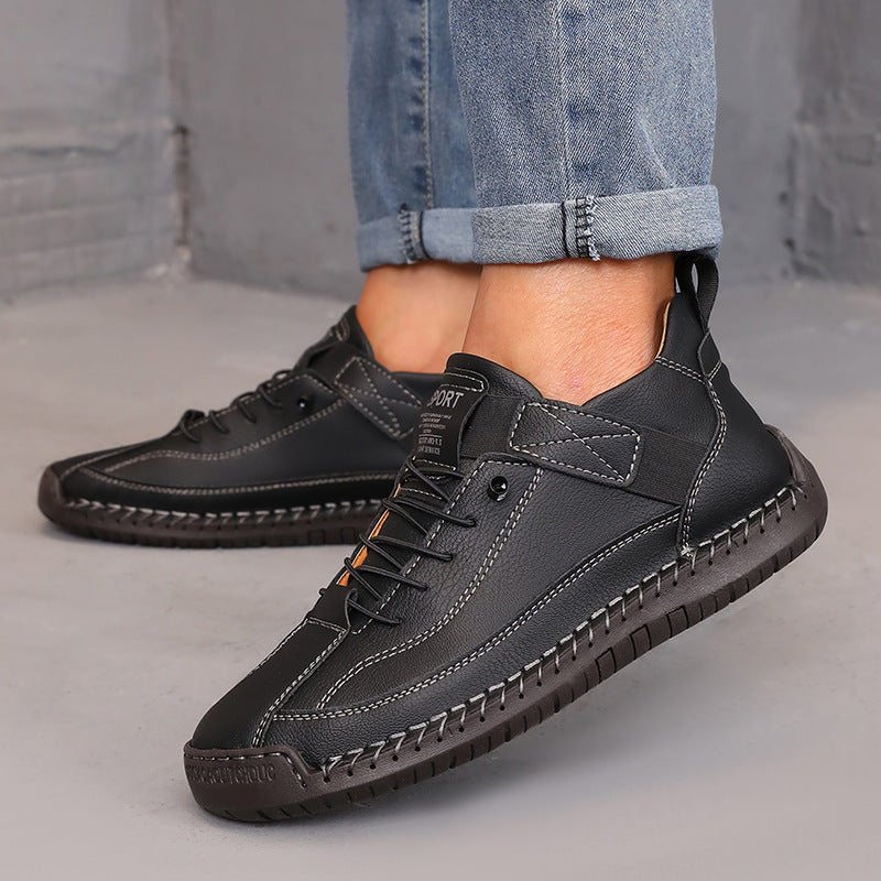 Women’s Color Matching Leather Boots – Outdoor Casual Fashion Footwear CJ