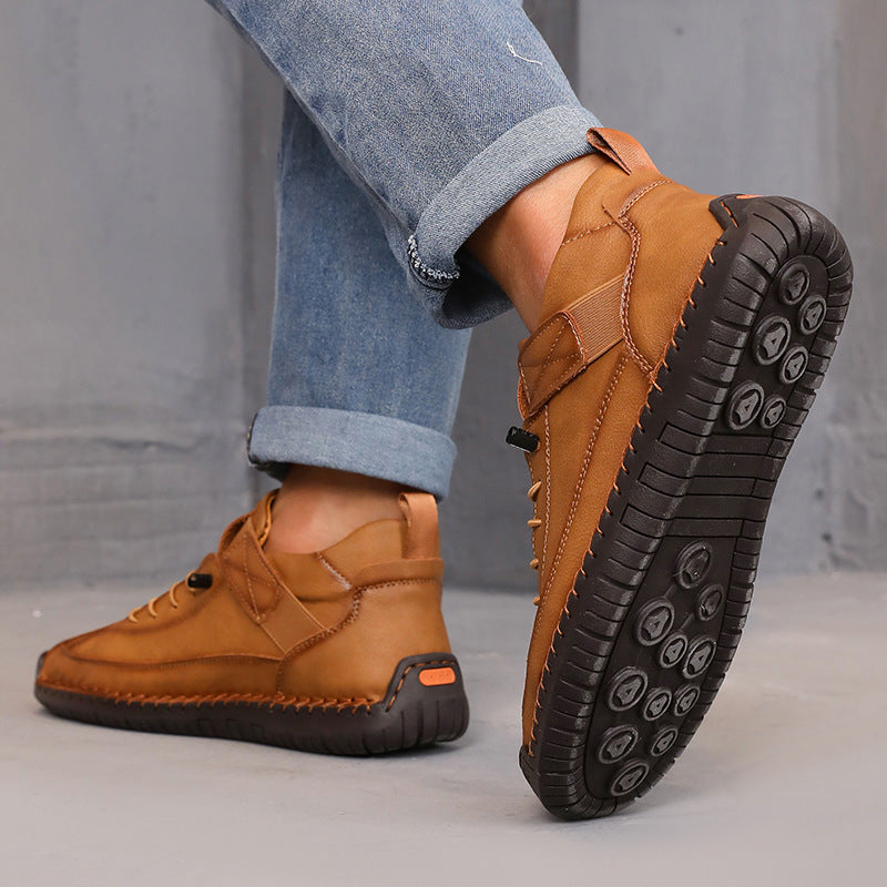 Women's Color Matching Fashion Leather Outdoor Casual Boots CJ