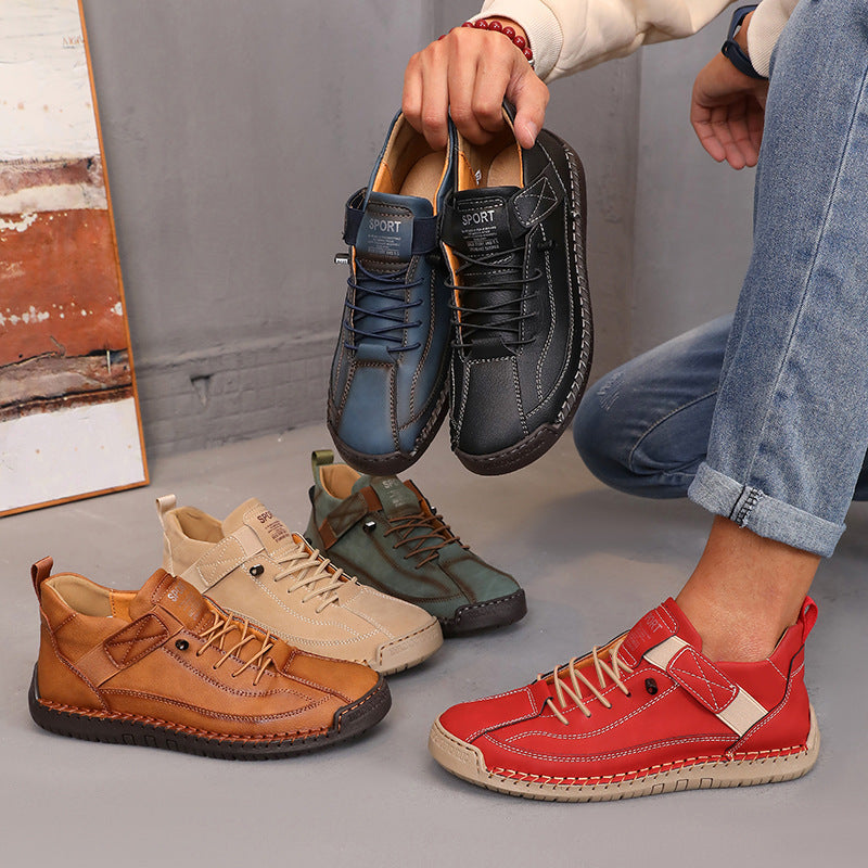 Women’s Color Matching Leather Boots – Outdoor Casual Fashion Footwear CJ