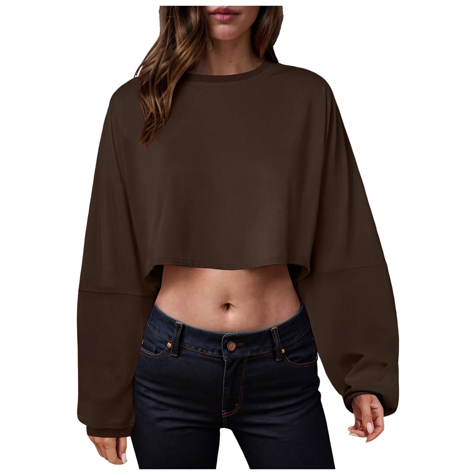 🧘♀️ Women’s Long Sleeve Loose-Fit Crop Top FitiqueFit