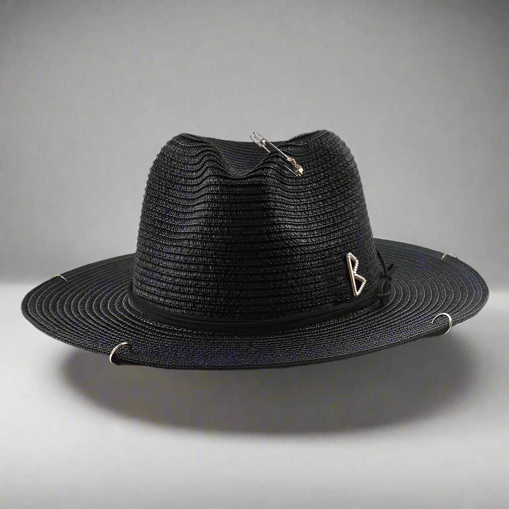 Unisex Metal Letter Straw Panama Hat FitiqueFit