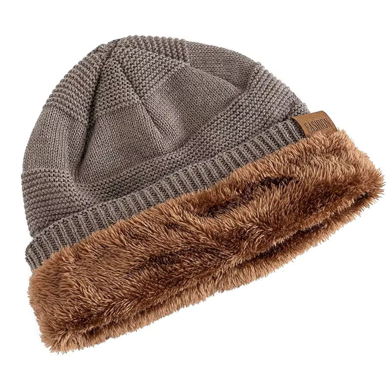 New FS clip-on casual knitted hat for men outdoor windproof and cold warm hat plus velvet ear protection pile hat FitiqueFit