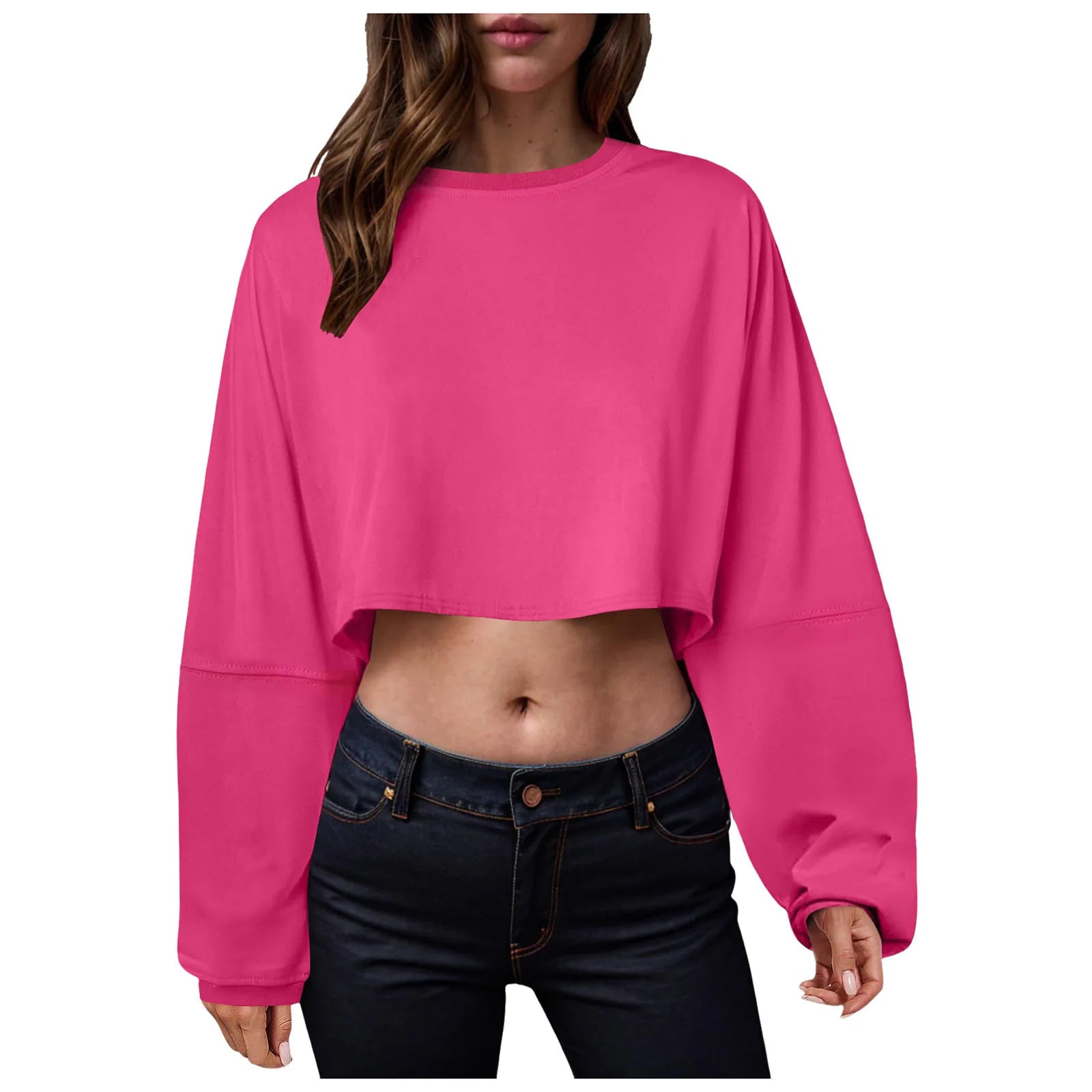 🧘♀️ Women’s Long Sleeve Loose-Fit Crop Top FitiqueFit