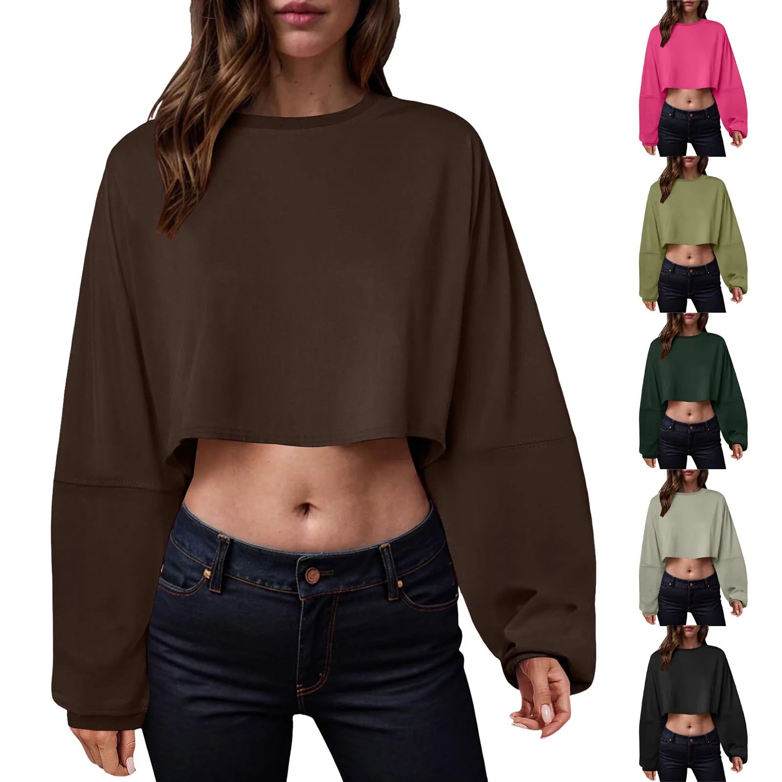 🧘♀️ Women’s Long Sleeve Loose-Fit Crop Top FitiqueFit