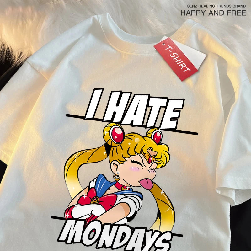 🌙 Sailor Moon Tongue-Out Graphic T-Shirt – Playful Anime Streetwear FitiqueFit