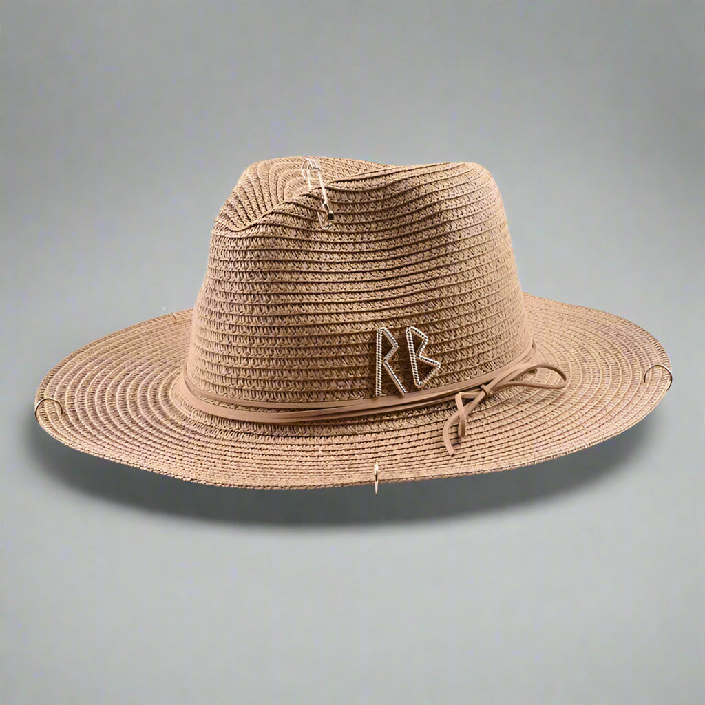 Unisex Metal Letter Straw Panama Hat FitiqueFit