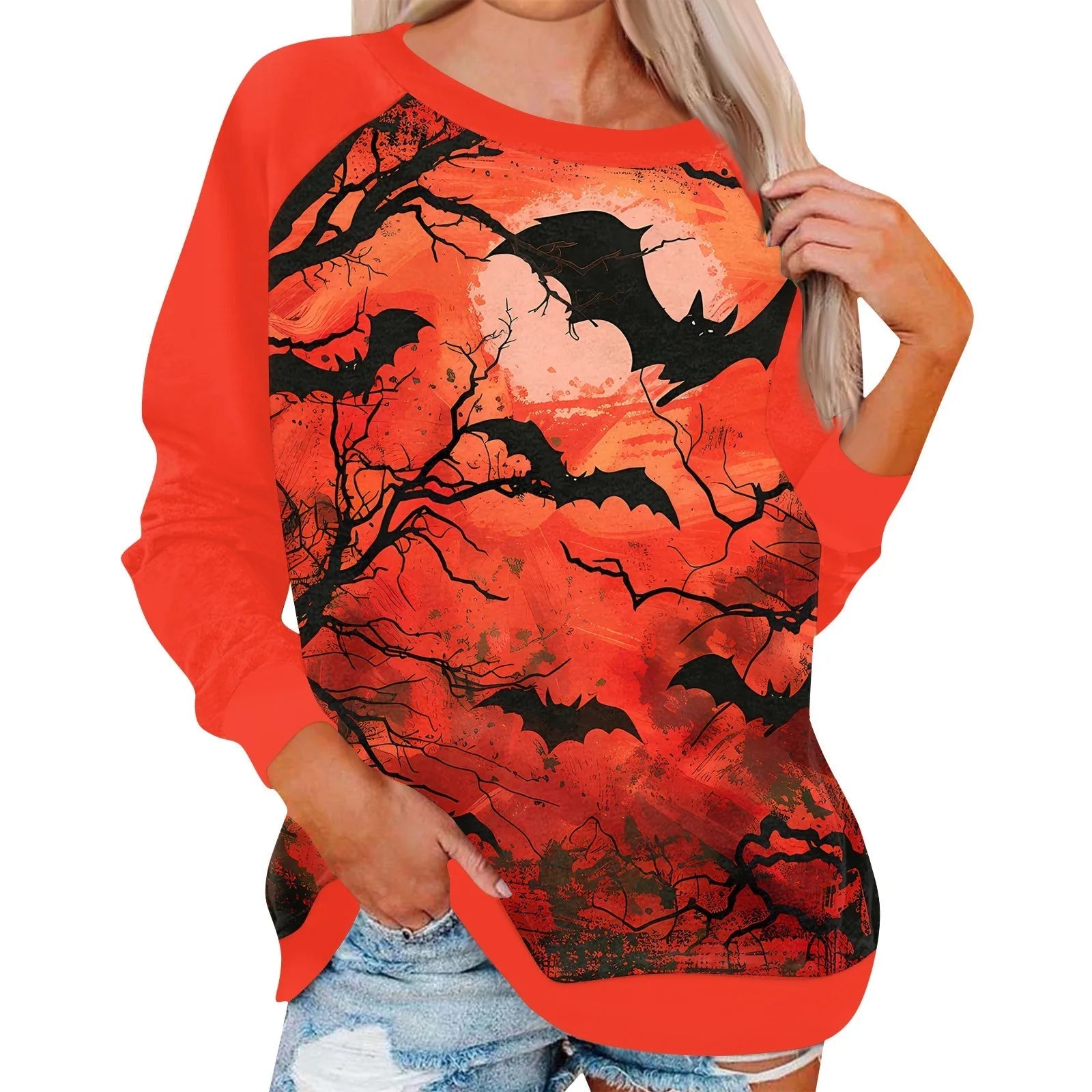 🎃 Vintage Pumpkin Print Long Sleeve T-Shirt – Harajuku Halloween Graphic Tee FitiqueFit