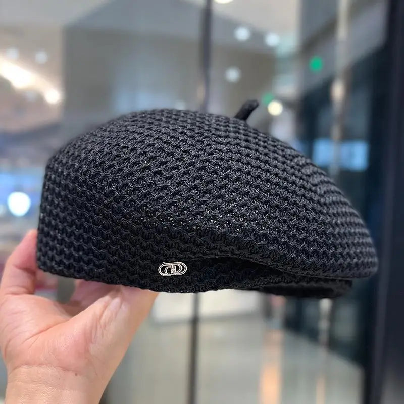 Women’s Pleated Paper Straw Beret FitiqueFit