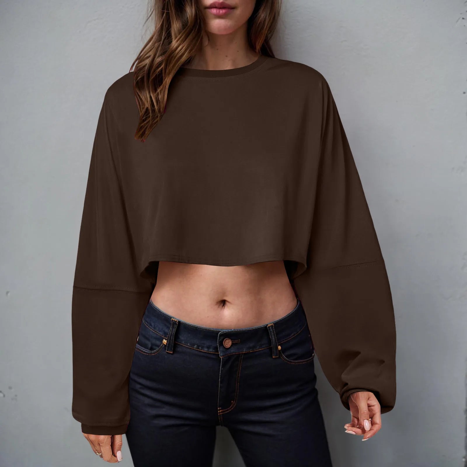 🧘♀️ Women’s Long Sleeve Loose-Fit Crop Top FitiqueFit