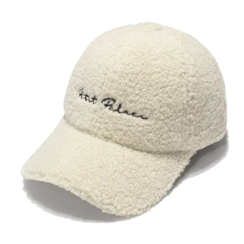 New Lamb Wool Hat for Women Autumn and Winter Korean Style Warm Sun Hat Plush Baseball Cap Winter Baseball Cap FitiqueFit