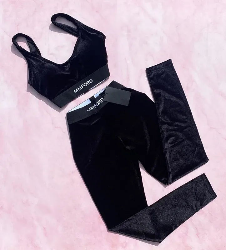 🖤 Women's Outdoor Fitness Camis & Black Tracksuit Set FitiqueFit