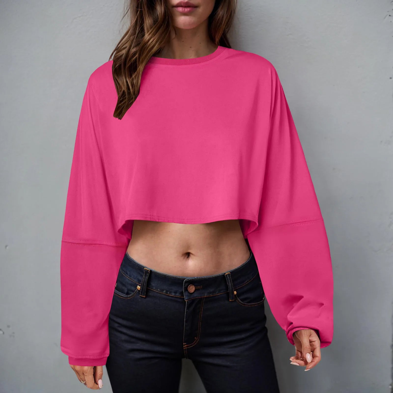 🧘♀️ Women’s Long Sleeve Loose-Fit Crop Top FitiqueFit