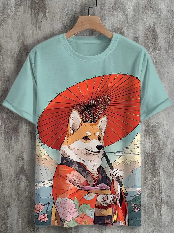 Samurai Cat Graphic T-Shirt – Japanese Style 3D Print Men's Tee FitiqueFit