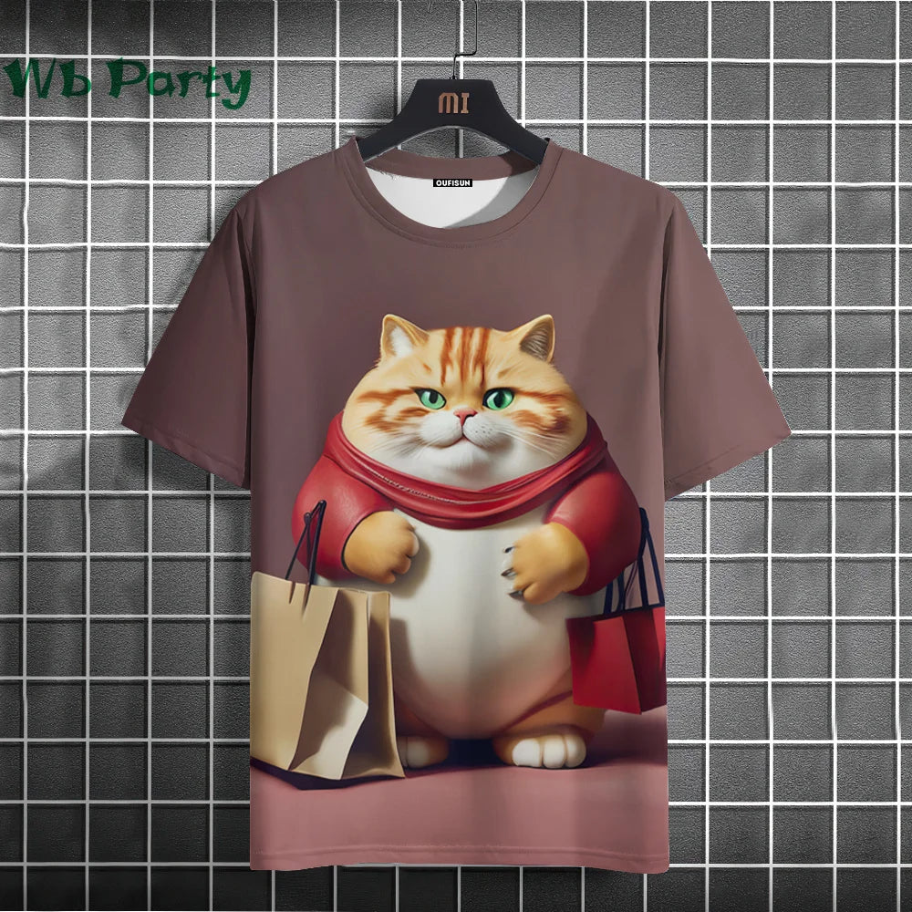 Cat Print T-shirts for Men - Y2K Graphic T-Shirt FitiqueFit