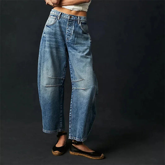 High Stretch Mid-Rise Jeans Fashion Wide Leg Shape Women Casual Baggy Mid Waist Denim Jeans FitiqueFit