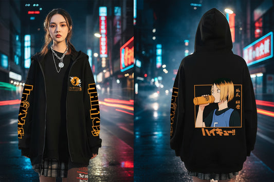 🏐 Haikyuu!! Karasuno High School Zip-Up Hoodie – Unisex Anime Streetwear FitiqueFit
