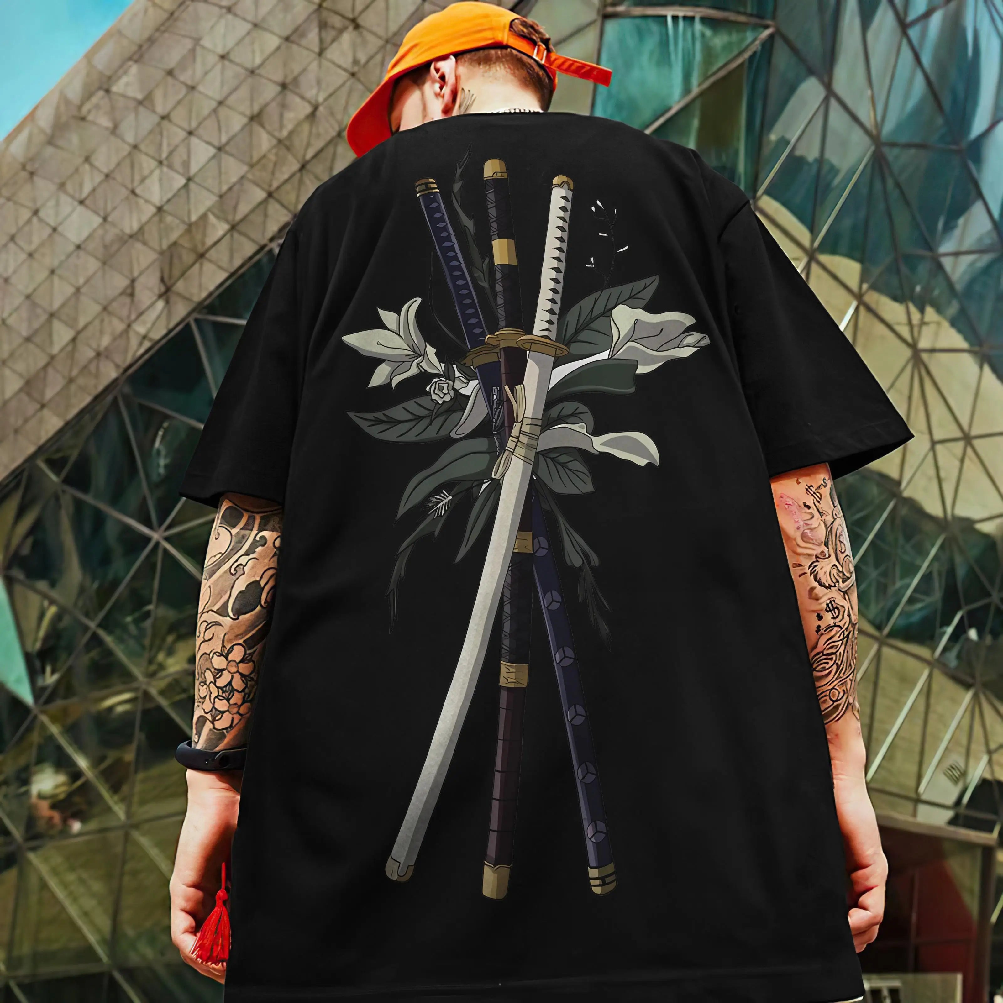 🗡️  3D Samurai Knife Print Oversized T-Shirt FitiqueFit