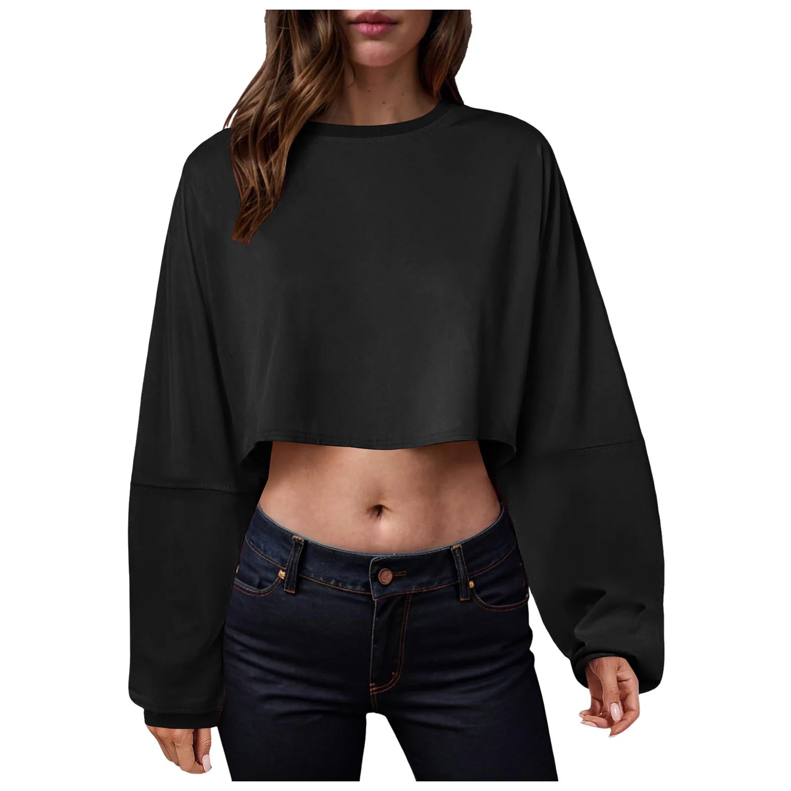 🧘♀️ Women’s Long Sleeve Loose-Fit Crop Top FitiqueFit