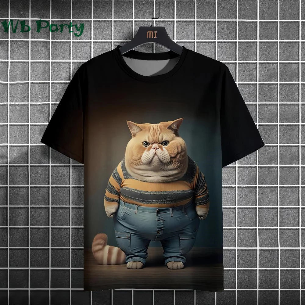 Cat Print T-shirts for Men - Y2K Graphic T-Shirt FitiqueFit