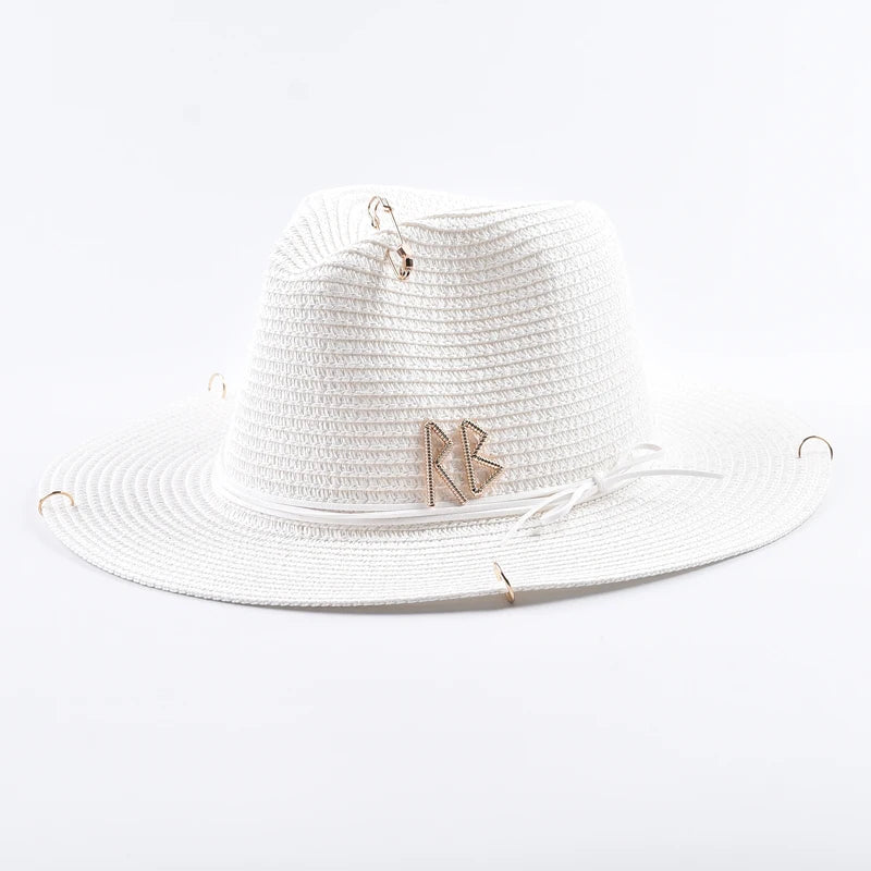 Unisex Metal Letter Straw Panama Hat FitiqueFit
